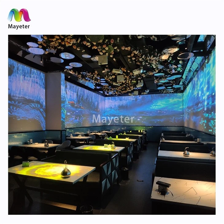Immersive Restaurant Dining Table Interactive Projection 3D Holographic Immersive